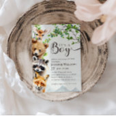 Woodland Animals Greenery It’s a Boy Baby Shower 招待状
