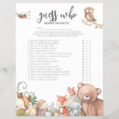 Woodland Animals 'Guess Who' Baby Shower Game チラシ (正面)