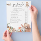 Woodland Animals 'Guess Who' Baby Shower Game チラシ (手)