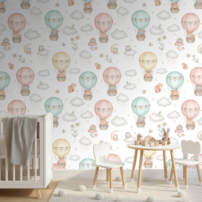 Woodland Animals Hot Air Balloon Pattern ID1230 壁紙 (クリエイターアップロード済み)