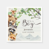 Woodland Animals It’s a Boy Baby Shower Napkins スタンダードカクテルナプキン (正面)