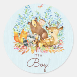 Woodland Animals It'a Boy Favy Sticker ラウンドシール