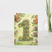 Woodland Animals Number 1 | First Birthday Photo カード (裏面)