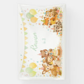 Woodland Animals Pastel Yellow Green Balloons  横断幕 (縦)