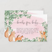 Woodland Animals Pink Books Request Insert Card エンクロージャーカード (正面/裏面)