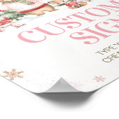 Woodland Animals Pink Winter Birthday Custom Sign ポスター (角)