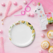 Woodland Animals Rubor Floral primer cumpleaños ペーパープレート (パーティー)