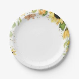 Woodland Animals Rubor Floral primer cumpleaños ペーパープレート