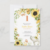 Woodland Animals Rubor  Floral primer cumpleaños 招待状 (正面)