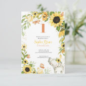 Woodland Animals Rubor  Floral primer cumpleaños 招待状 (スタンド正面)