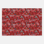 Woodland Animals Scandinavian Folk Art Christmas ラッピングペーパーシート (正面3)