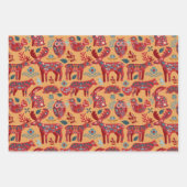 Woodland Animals Scandinavian Folk Art Christmas ラッピングペーパーシート (正面)