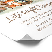 Woodland Animals Shower Late Night Diapers Sign ポスター (角)
