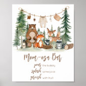 Woodland Animals Shower Late Night Diapers Sign ポスター (正面)