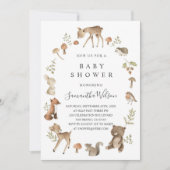 Woodland Animals Spring Baby Shower Invitation 招待状 (正面)