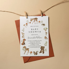 Woodland Animals Spring Baby Shower Invitation 招待状