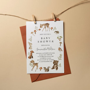 Woodland Animals Spring Baby Shower Invitation 招待状