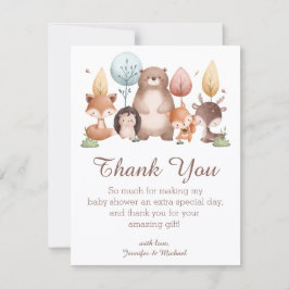 woodland animals thank you baby shower stylish ノートカード