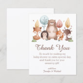 woodland animals thank you baby shower stylish ノートカード (正面/裏面)