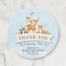 Woodland Animals Thank You Boy Blue Baby Shower