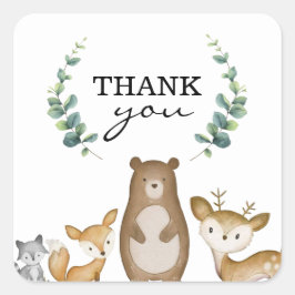 Woodland Animals Thank You Stickers スクエアシール