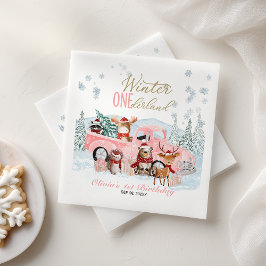 Woodland Animals Truck ONEderland 1st Birthday スタンダードカクテルナプキン