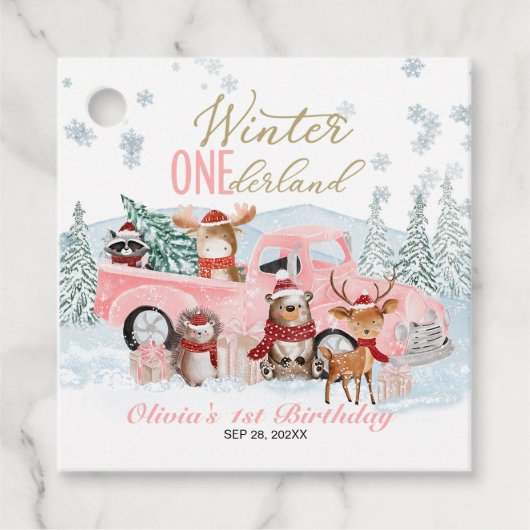 Woodland Animals Truck ONEderland 1st Birthday フェイバータグ (正面)