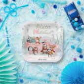 Woodland Animals Truck ONEderland 1st Birthday ペーパープレート (パーティー)