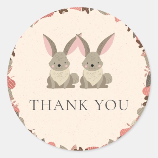 Woodland Animals Twinsありがとう ラウンドシール (正面)
