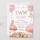 Woodland Animals Two Wild 2nd Birthday 招待状 (正面)