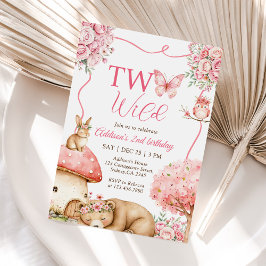 Woodland Animals Two Wild 2nd Birthday 招待状