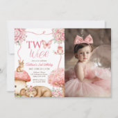 Woodland Animals Two Wild 2nd Birthday Photo 招待状 (正面)