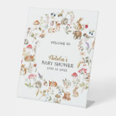 Woodland Animals Watercolor Baby Shower Welcome  台座サイン (正面)