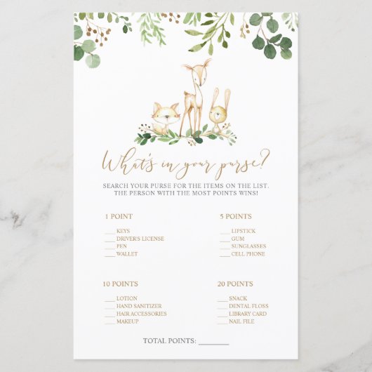 Woodland Animals What is in Your Compending Shower (正面)