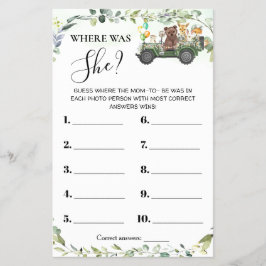 Woodland Animals Where was Mom Shower Game Card チラシ