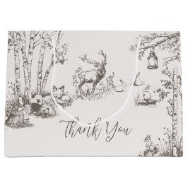 Woodland Animals Whimsical Winter Baby Shower ラージペーパーバッグ