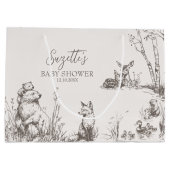 Woodland Animals Whimsical Winter Baby Shower ラージペーパーバッグ (裏面)