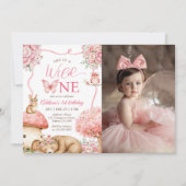 Woodland Animals Wild One 1st Birthday Photo 招待状 (正面)