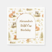 Woodland Animals Wild One Birthday スタンダードカクテルナプキン (正面)
