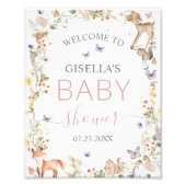 Woodland Animals Wildflower Baby Shower Welcome フォトプリント (正面)