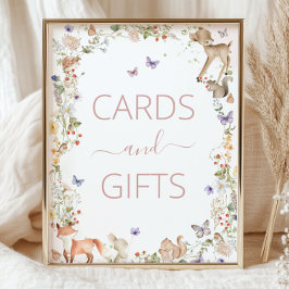 Woodland Animals Wildflower Cards and Gifts Sign フォトプリント