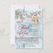 Woodland Animals Winter Boy Baby Shower Thank You サンキューカード (正面)