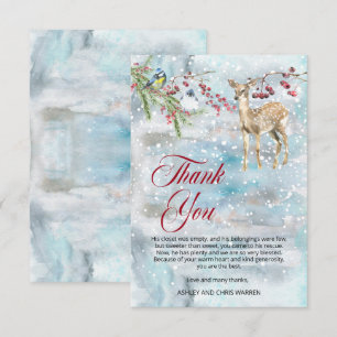 Woodland Animals Winter Boy Baby Shower Thank You サンキューカード