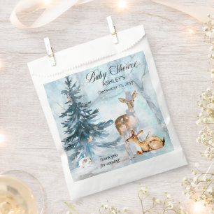 Woodland Animals Winter Boy Baby Shower Thank You フェイバーバッグ