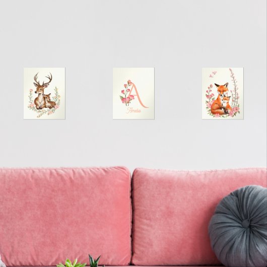 Woodland Animals with Monogram Name Nursery Kids  (リビング)