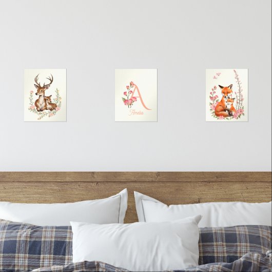 Woodland Animals with Monogram Name Nursery Kids  (寝室)