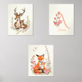 Woodland Animals with Monogram Name Nursery Kids  (正面)