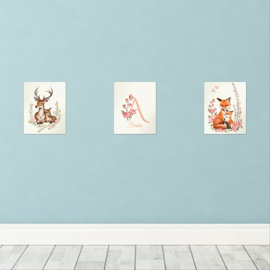 Woodland Animals with Monogram Name Nursery Kids  (ウッドフロア)