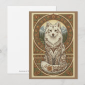 Woodland Arctic Fox Nordic Folk Art Flat Thank You サンキューカード (正面/裏面)