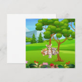 Woodland Baby Animals Baby Bib — Cute Forest Frien 招待状 (正面/裏面)